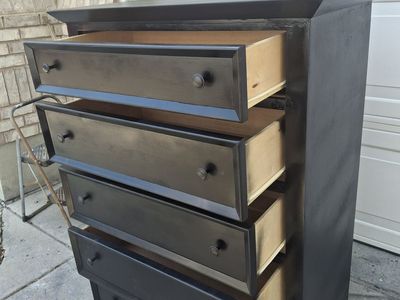 real wood 5 drawers black dresser