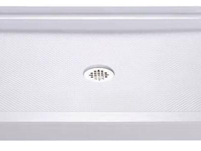 DreamLine SlimLine 32 in. D x 60 in. W x 2 3/4 in. H Center Drain Single Threshold Shower Base in White, DLT-1132600