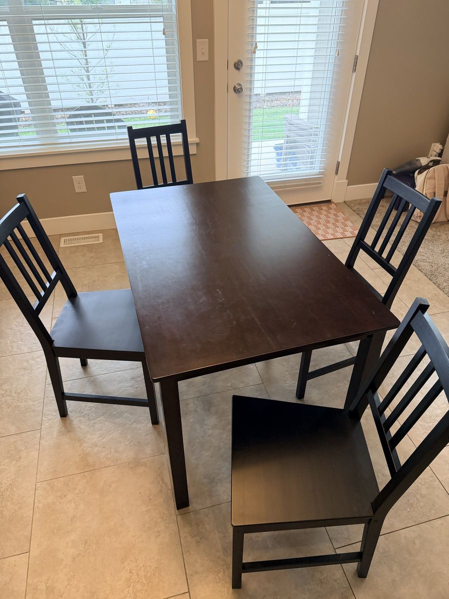 Dark Brown Table and Chairs Set