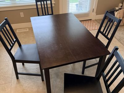 Dark Brown Table and Chairs Set