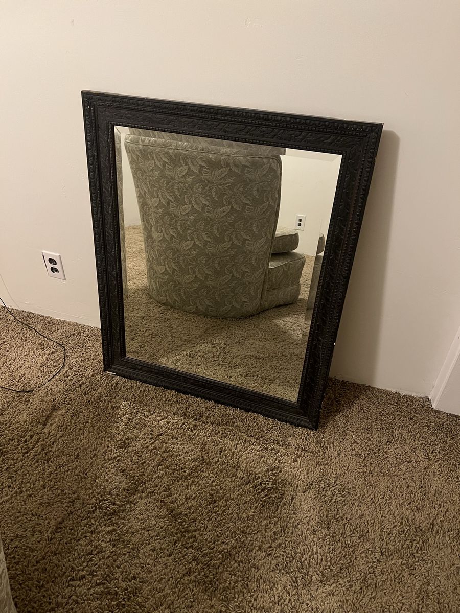 Vintage Ornate Black Framed Wall Mirror - 30" x 36" Rectangle