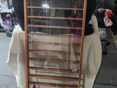 Vintage Wooden Display Case with Glass Cover - Wall Mounted Collectible Holder