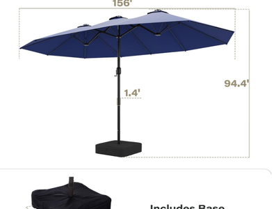 New in box 13ft Large Patio Umbrella with Base
