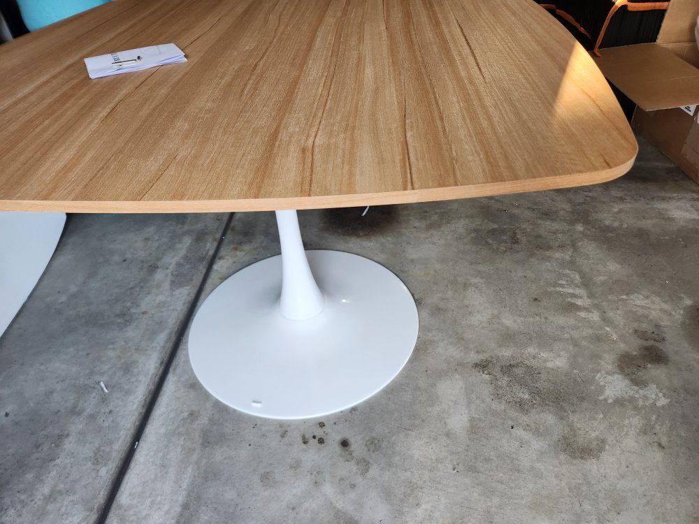 Modern Wood Rectangular Dining Table with White Tulip Base - 42.12" x 28.7"