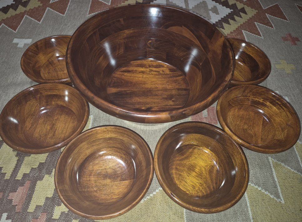 Julie Pomerantz Wood Salad Bowl 7pc Set