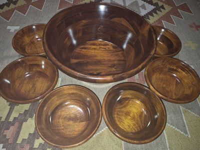 Julie Pomerantz Wood Salad Bowl 7pc Set