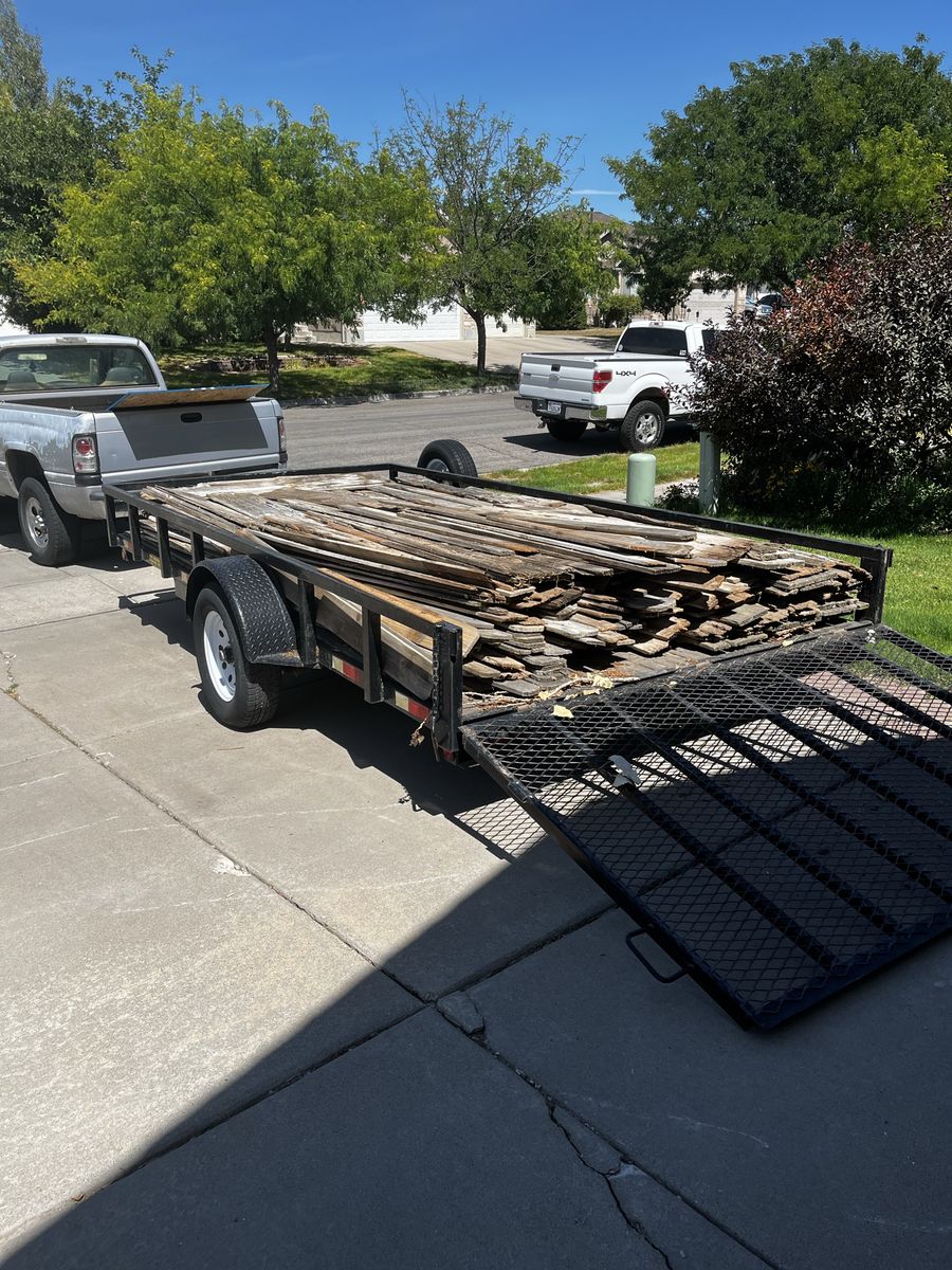 Rustic Reclaimed Weathered Barn Wood Planks on Trailer