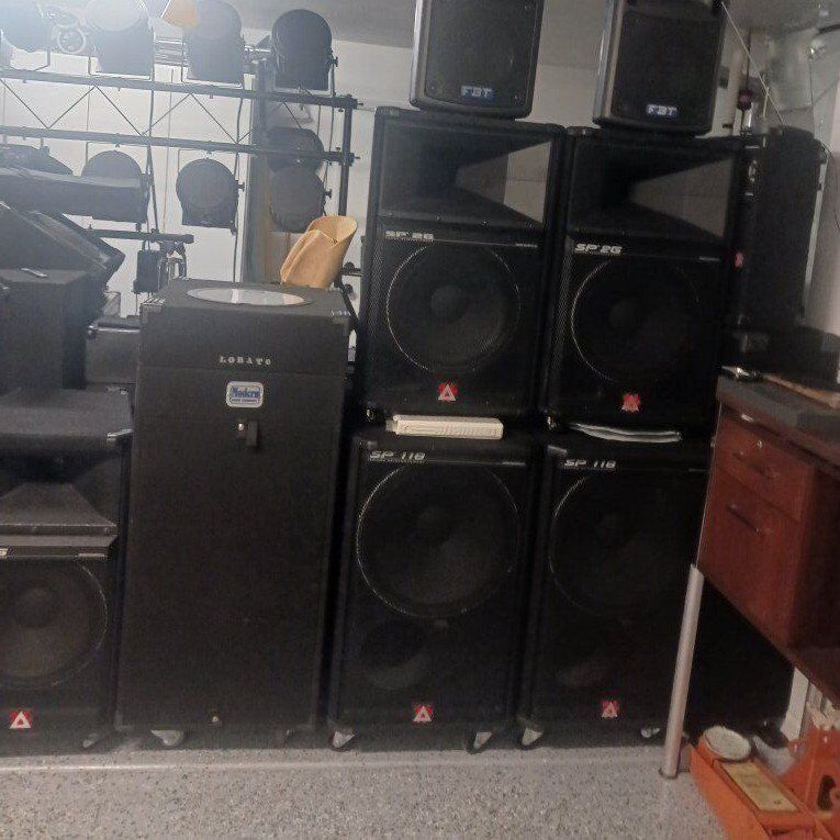 Lots of P.A. equipment.
