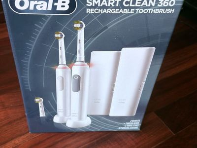 New Oral-B Smart Clean 360 Rechargeable Electric Toothbrush System - 2 Handles, 3 Cleaning Modes