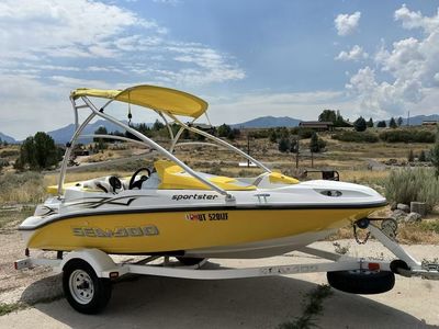 Sea-Doo Sportster 400 , 2006 , Yellow/White Jet Boat with Wakeboard Tower and Trailer