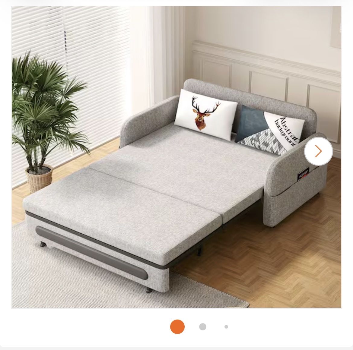 Convertible Sleeper Sofa Bed with Built-in Storage, Light Grey Fabric