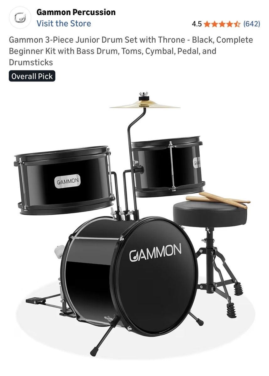 NEW Gammon 3-Piece Junior Drum Set