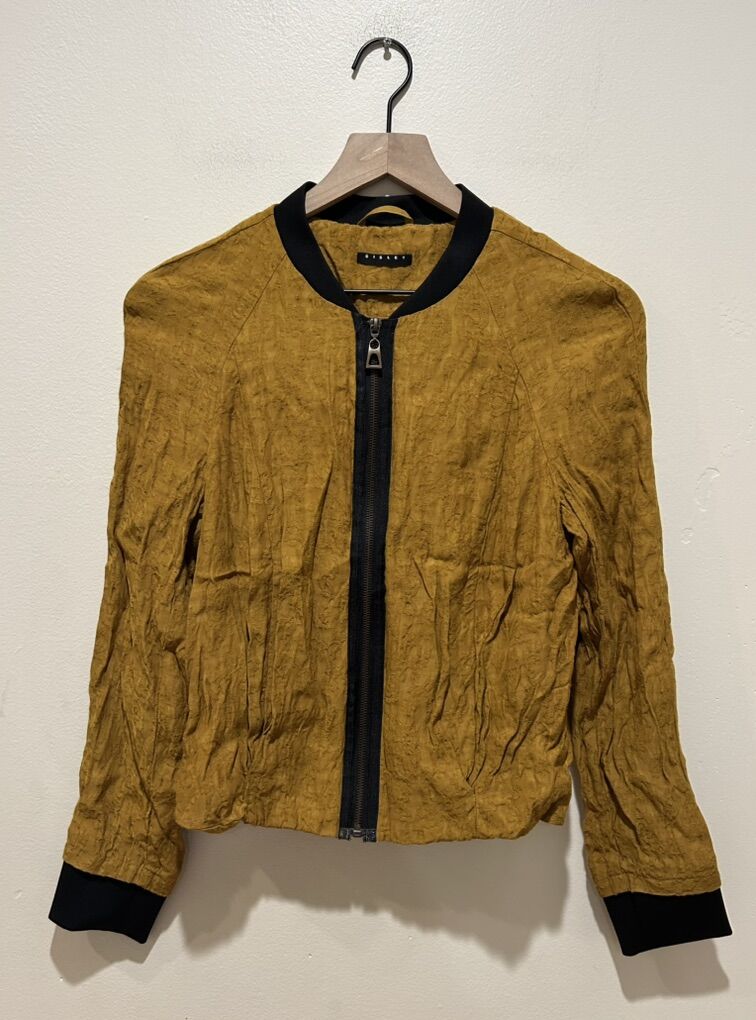 Sisley Yellow / Gold Zippered Front Bomber Jacket