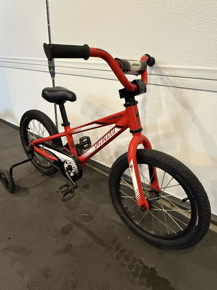 Specialized Hotrock 16” Red Kids Bicycle with Training Wheels.