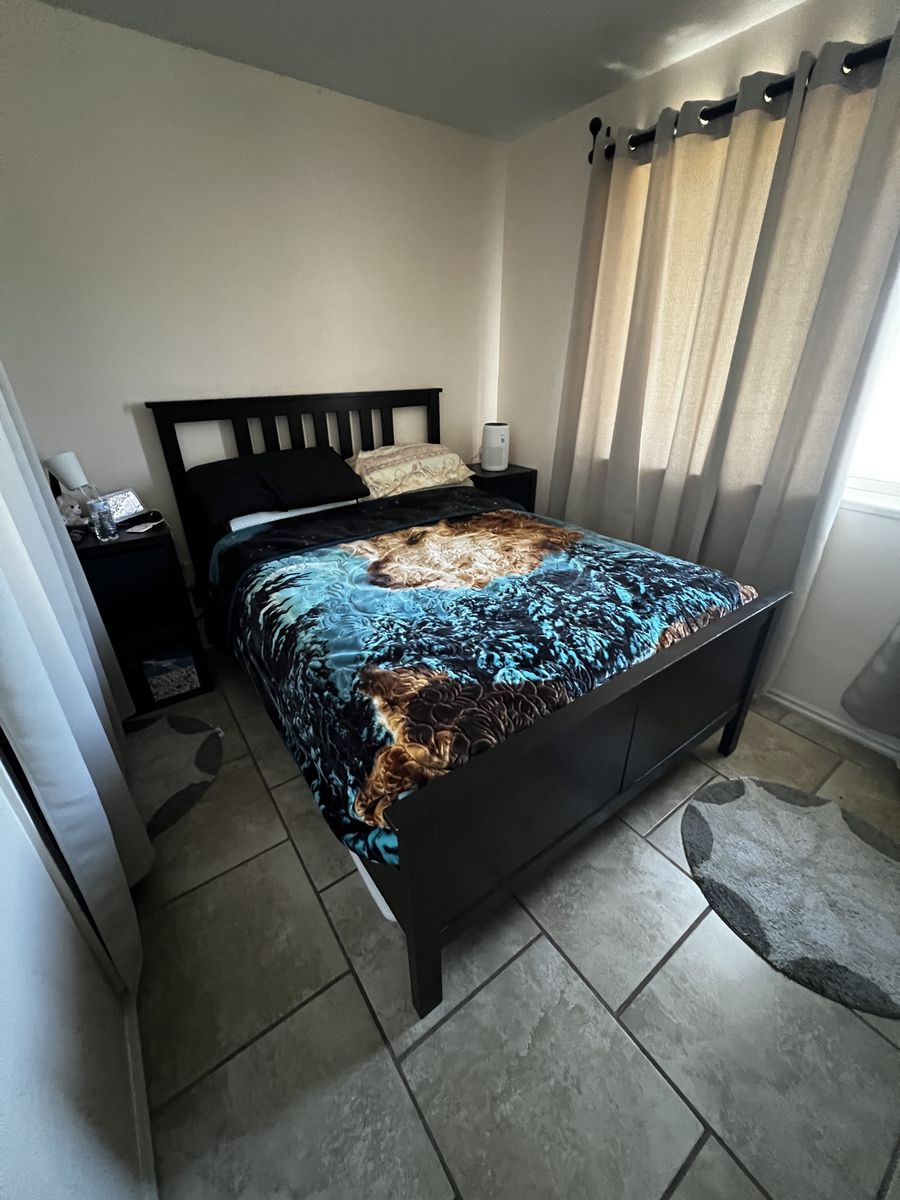 IKEA Full size bed frame + box spring + mattress
