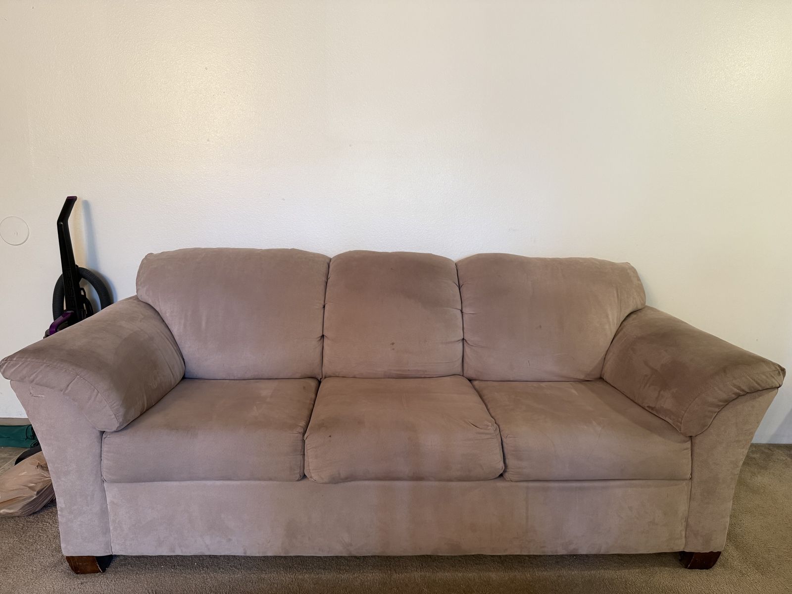 Beige/Mocha 3 Seat Sofa Suede