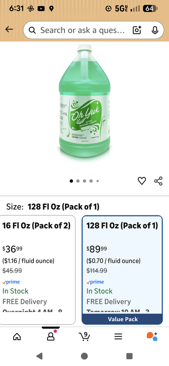 Oh yuk jetted tub cleaner