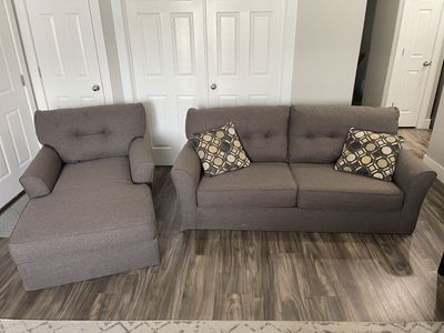 Gray Fabric Sofa and Chaise Lounge Set