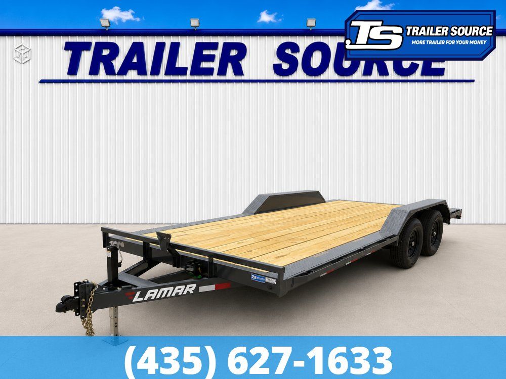 8.5x20 Lamar CC Wide Body w/ Drive Over Fenders Flatbed Car Hauler Trailer - 10K GVWR -