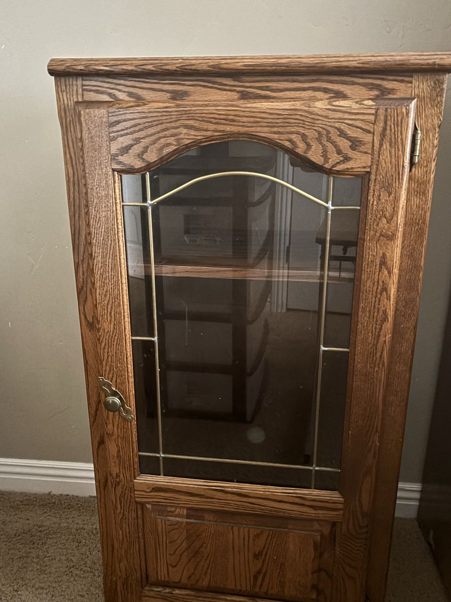 Oak Cabinet with Glass Doors