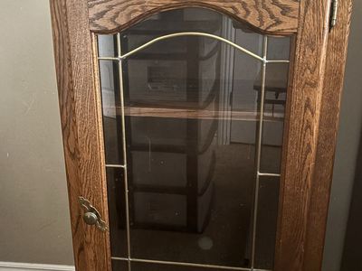 Oak Cabinet with Glass Doors