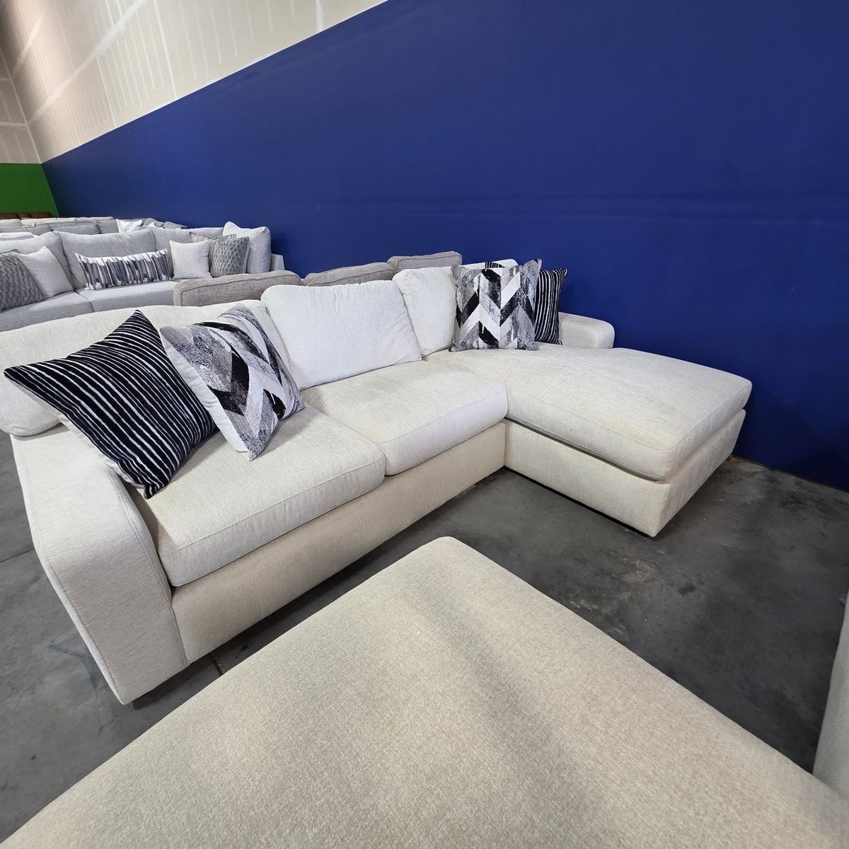 Cream Chaise Sectional Sofa – 108” x 68”