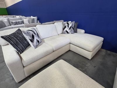 Cream Chaise Sectional Sofa – 108” x 68”
