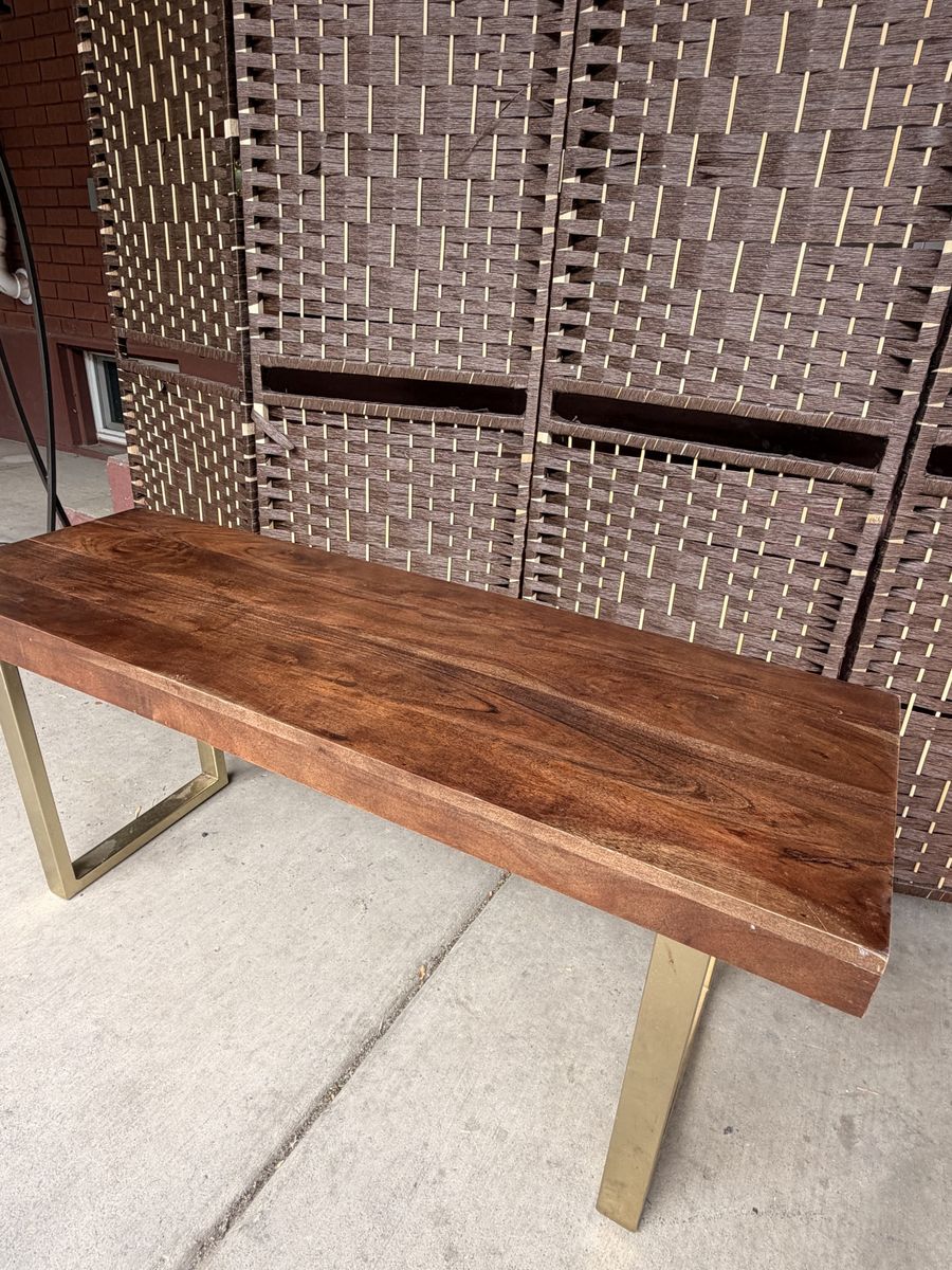 Wooden Bench with Gold Legs - Used entryway/dining bench
