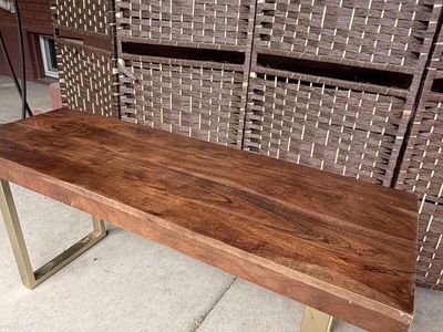 Wooden Bench with Gold Legs - Used entryway/dining bench