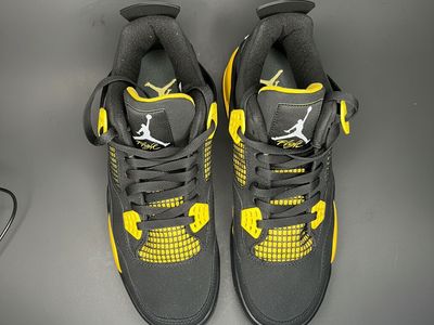 Jordan 4 Retro "Thunder" Style Sneakers — Men's 9.5 — NOT Authentic