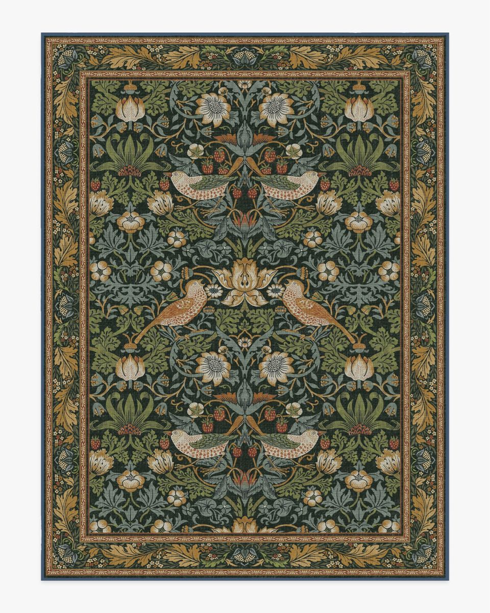 William Morris Strawberry Thief Indigo Tapestry Rug Hand Tufted