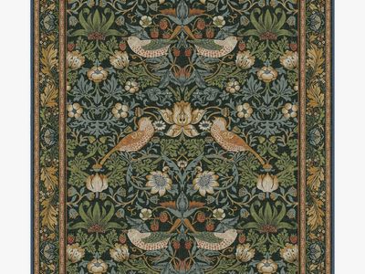 William Morris Strawberry Thief Indigo Tapestry Rug Hand Tufted