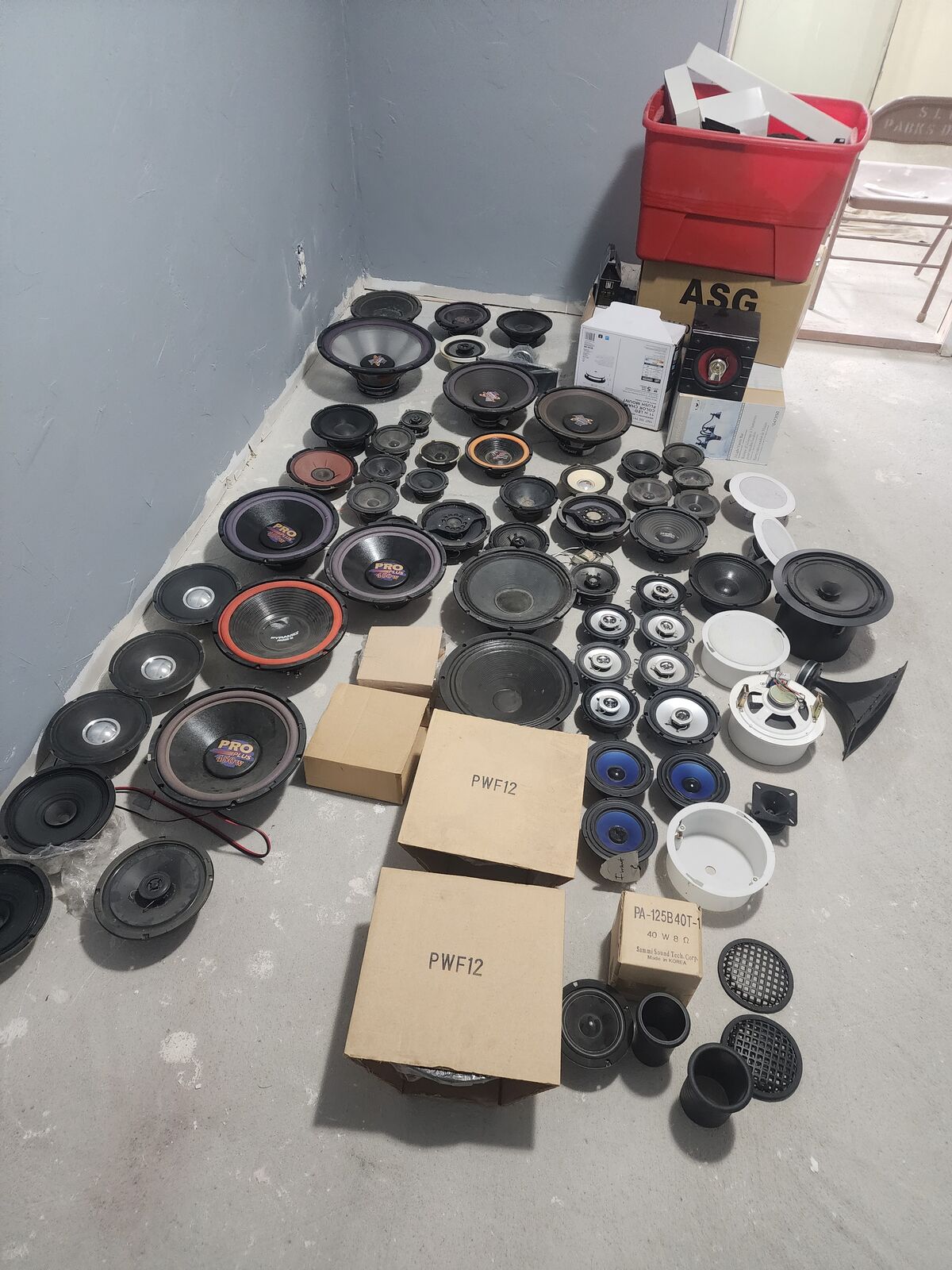 speakers for sale have boxes grills ports.  retiring pennies on the dollar on some or all