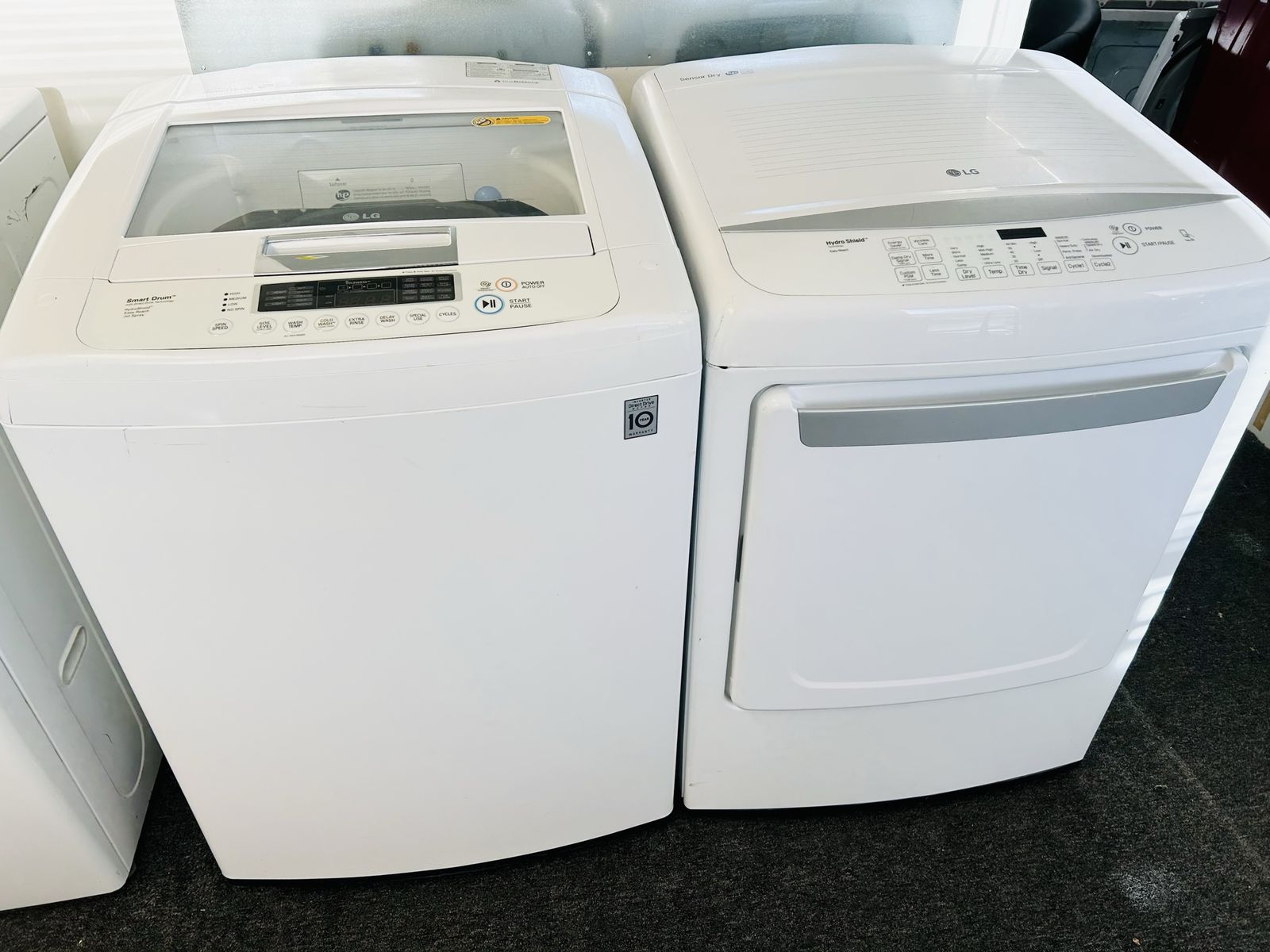 LG super capacity top load washer and dryer 