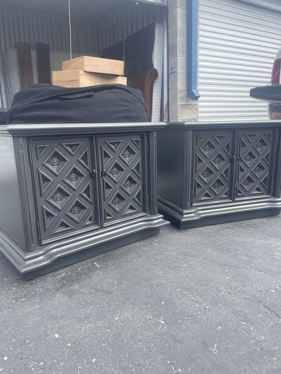 Pair Of Gray Nightstands