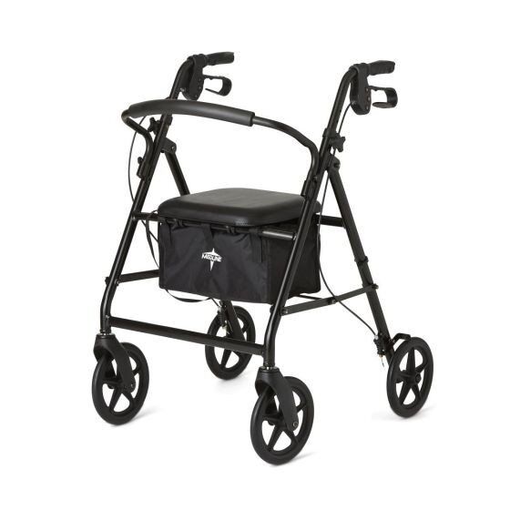 New Walker Medline Basic Steel Rollator with 8in W