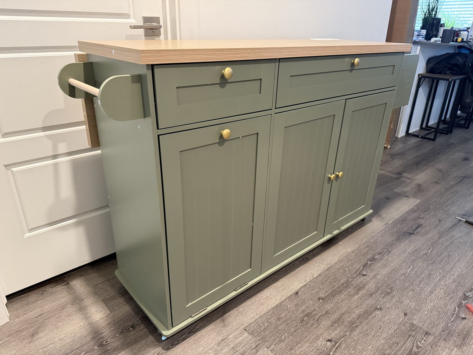 Brand New Kitchen Island with Power Outlet & Drop Leaf