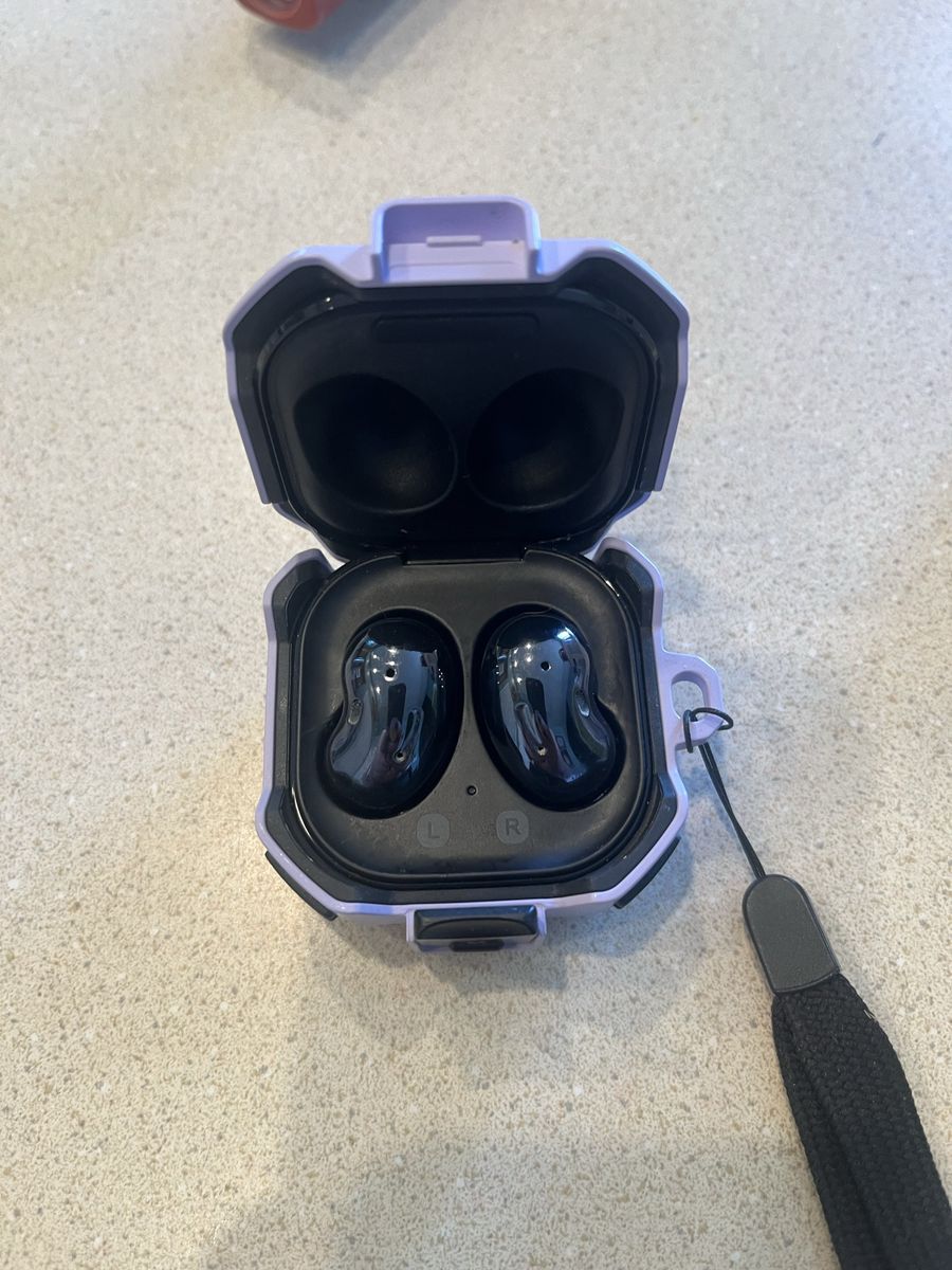 Samsung Galaxy Buds Live Wireless Earbuds - Mystic Black with Purple Protective Case