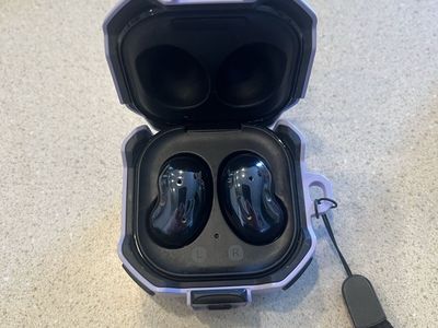 Samsung Galaxy Buds Live Wireless Earbuds - Mystic Black with Purple Protective Case