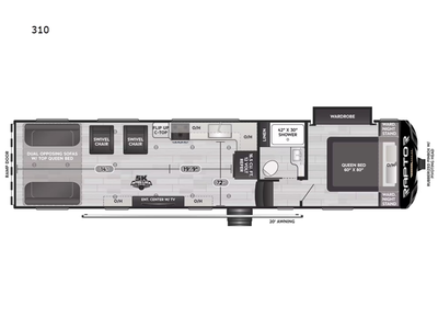 2025 Keystone RV Raptor Carbon Series 310 Toy Hauler Fifth Wheel Front Bedroom