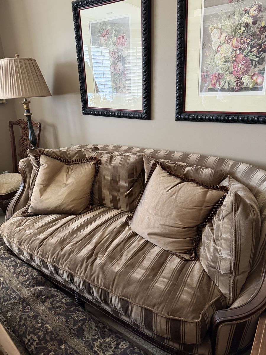 Elegant Traditional Sofa w/ Accent Pillows