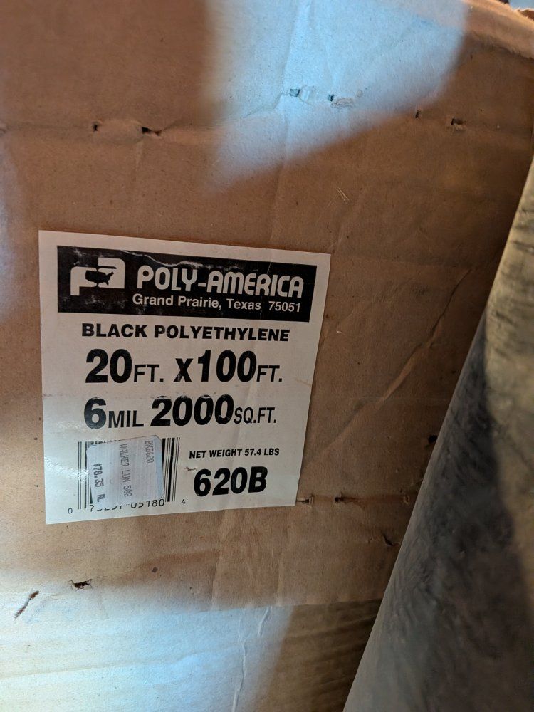 6 mil black visqueen, full roll, 20'x100'