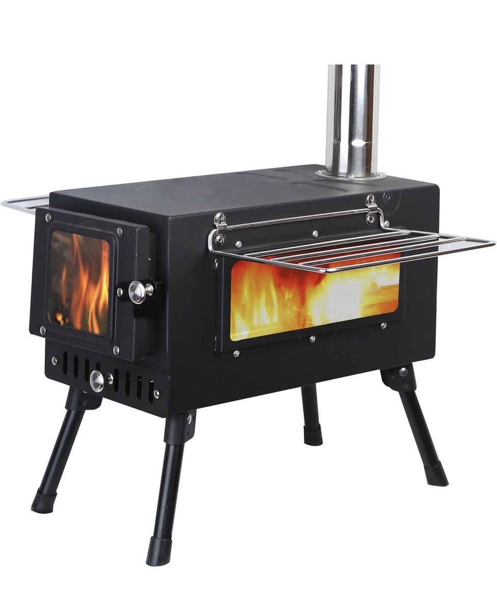 Preself hot tent stove, large side window, winter bc wood burning stove for heating cooking