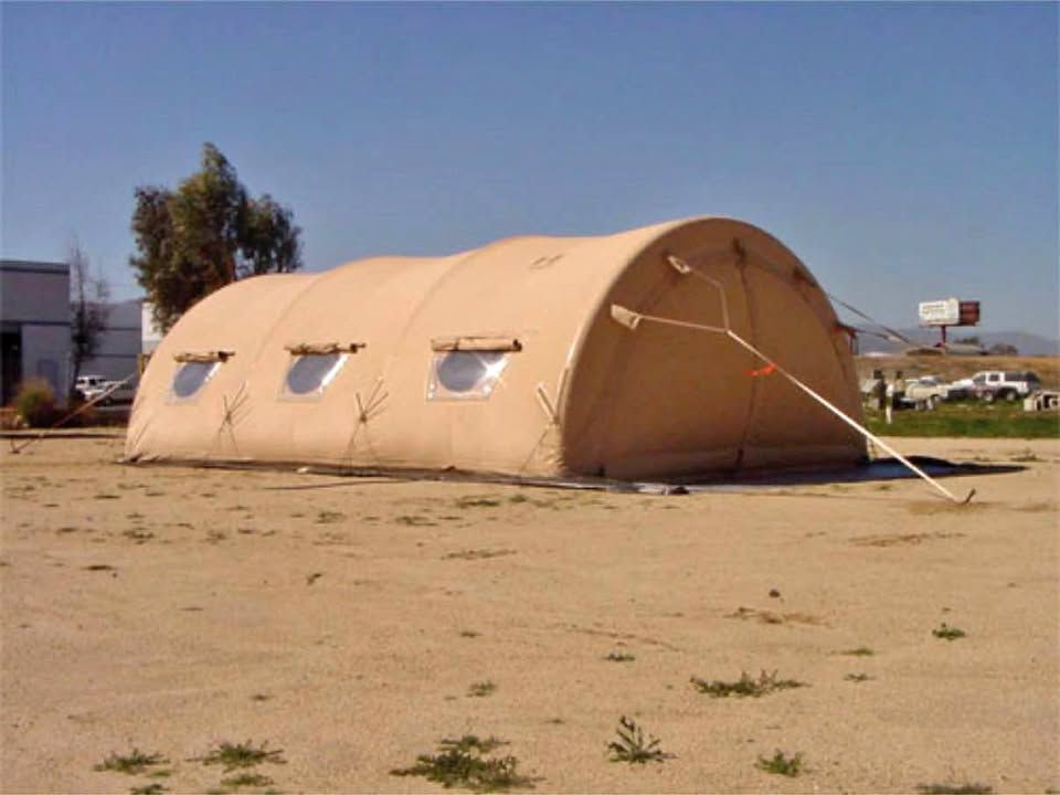 Brand New HDT AirBeam Military Shelter Tent — 20’ x 32’ / 640 Sq Ft — Tan