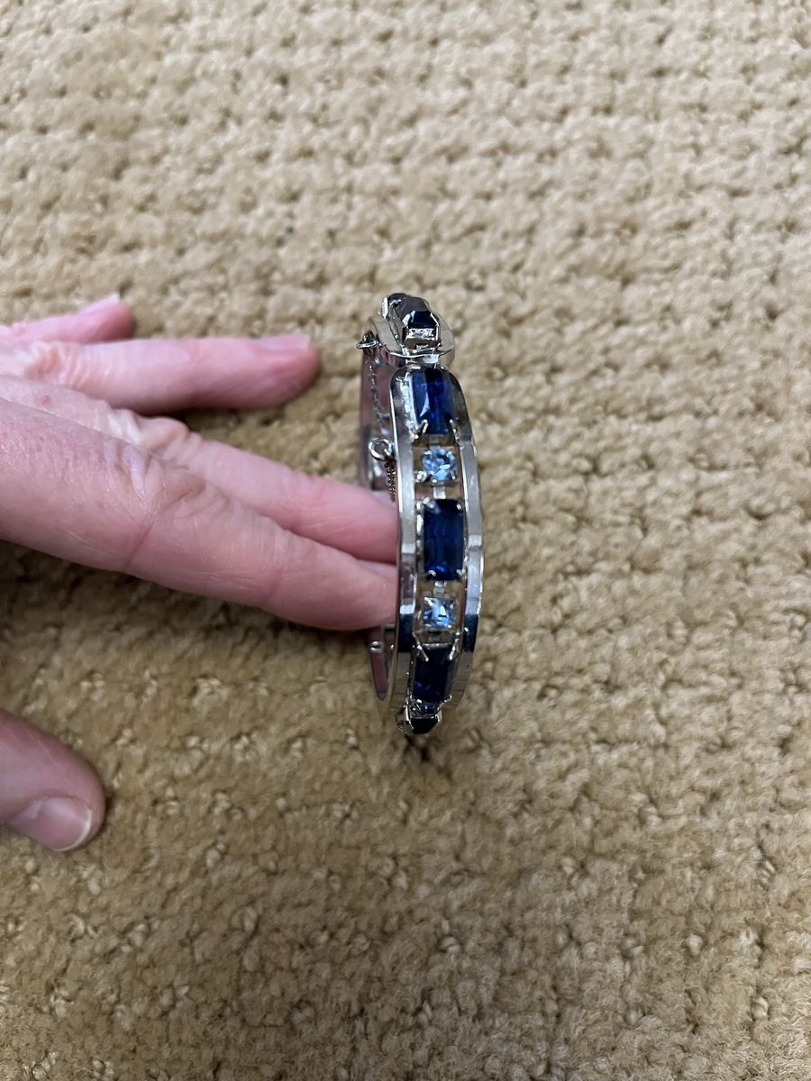 Blue and Silver Vintage Rhinestone Bracelet - 1950's