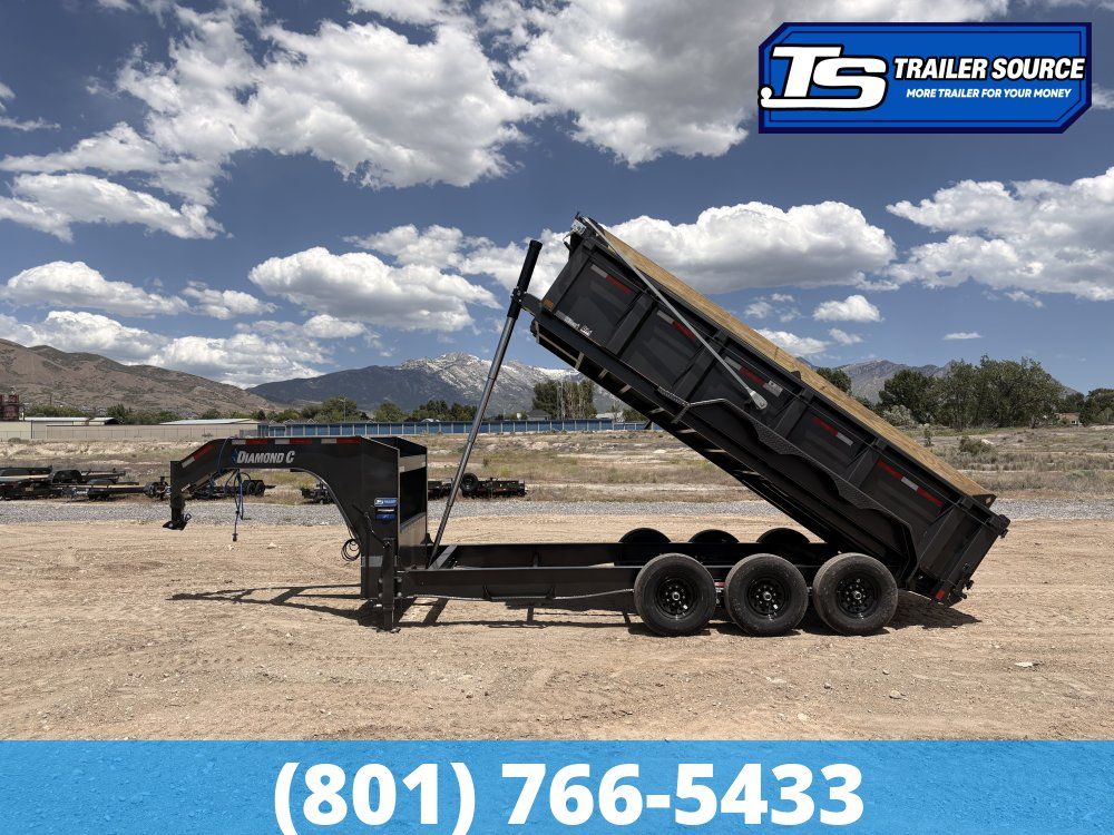 7x16 Diamond C LPT-GN 307 Gooseneck Dump Trailer - 32" Sides - 24K GVWR - 14 Ply Tires, Board Brackets