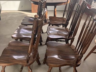 Solid Wood Dining Table, Chairs & Leaves