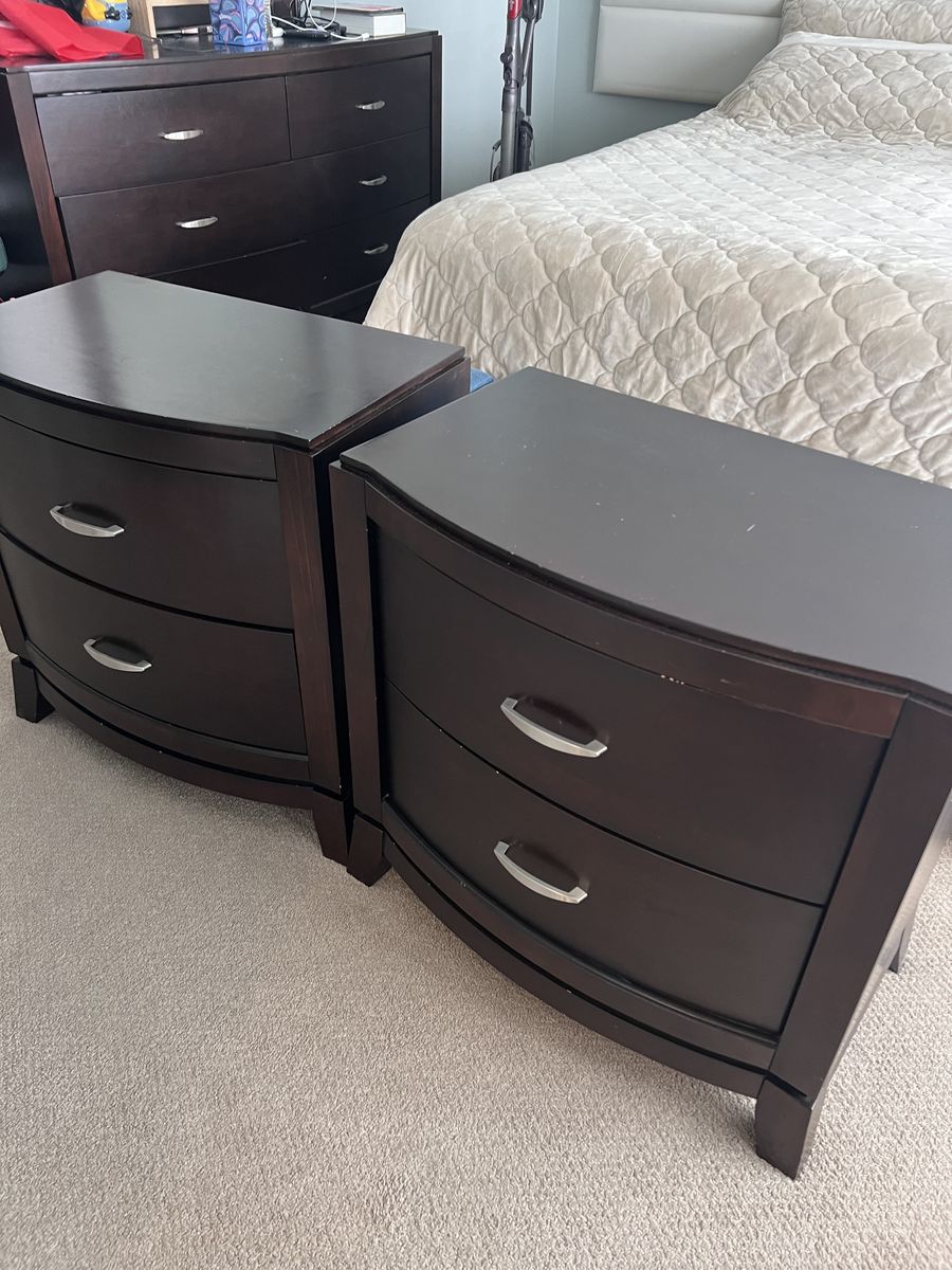 Dark Espresso contemporary Solid wood RC Willey Pair of Nightstands and Dresser (Sold Separate or together)