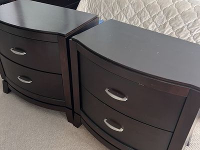 Dark Espresso contemporary Solid wood RC Willey Pair of Nightstands and Dresser (Sold Separate or together)