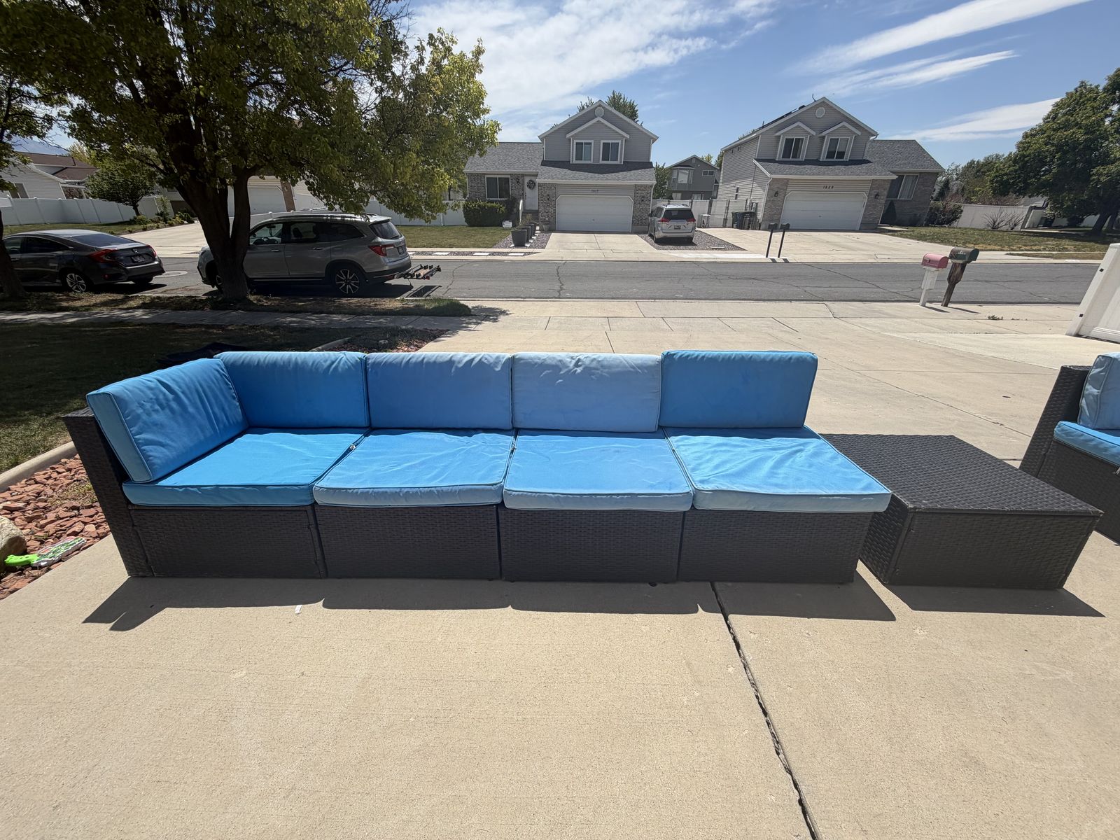 Modular Outdoor Wicker Sectional Patio Set + Matching Side Table